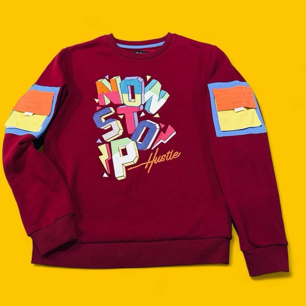 Create 2MRW Non Stop Hustle Crewneck Sweatshirt Streetwear Graphic Mens M EUC